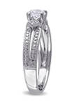 5/8 ct. t.w. Created White Sapphire and Diamond Split Shank Ring in Sterling Silver