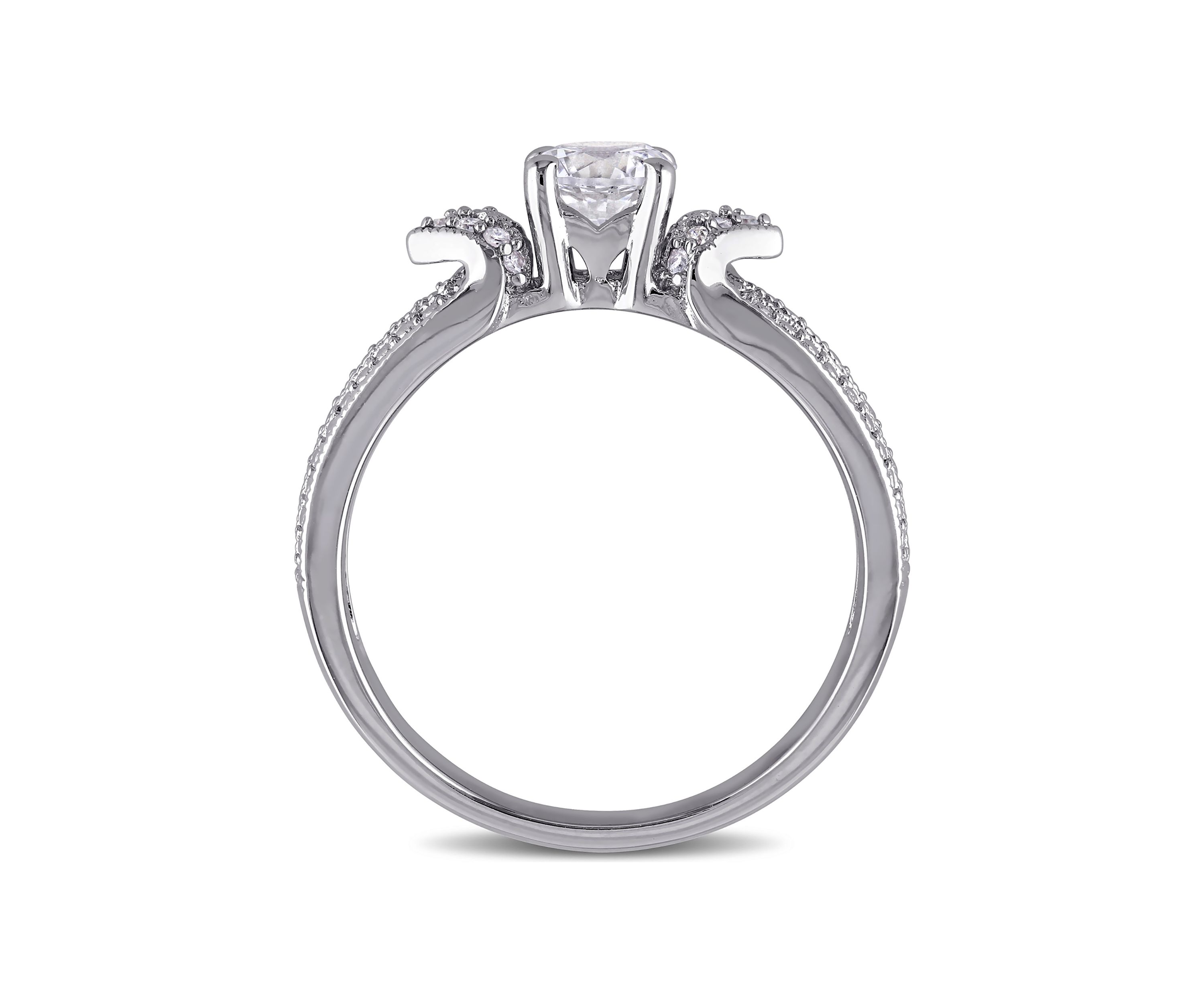 5/8 ct. t.w. Created White Sapphire and Diamond Split Shank Ring in Sterling Silver