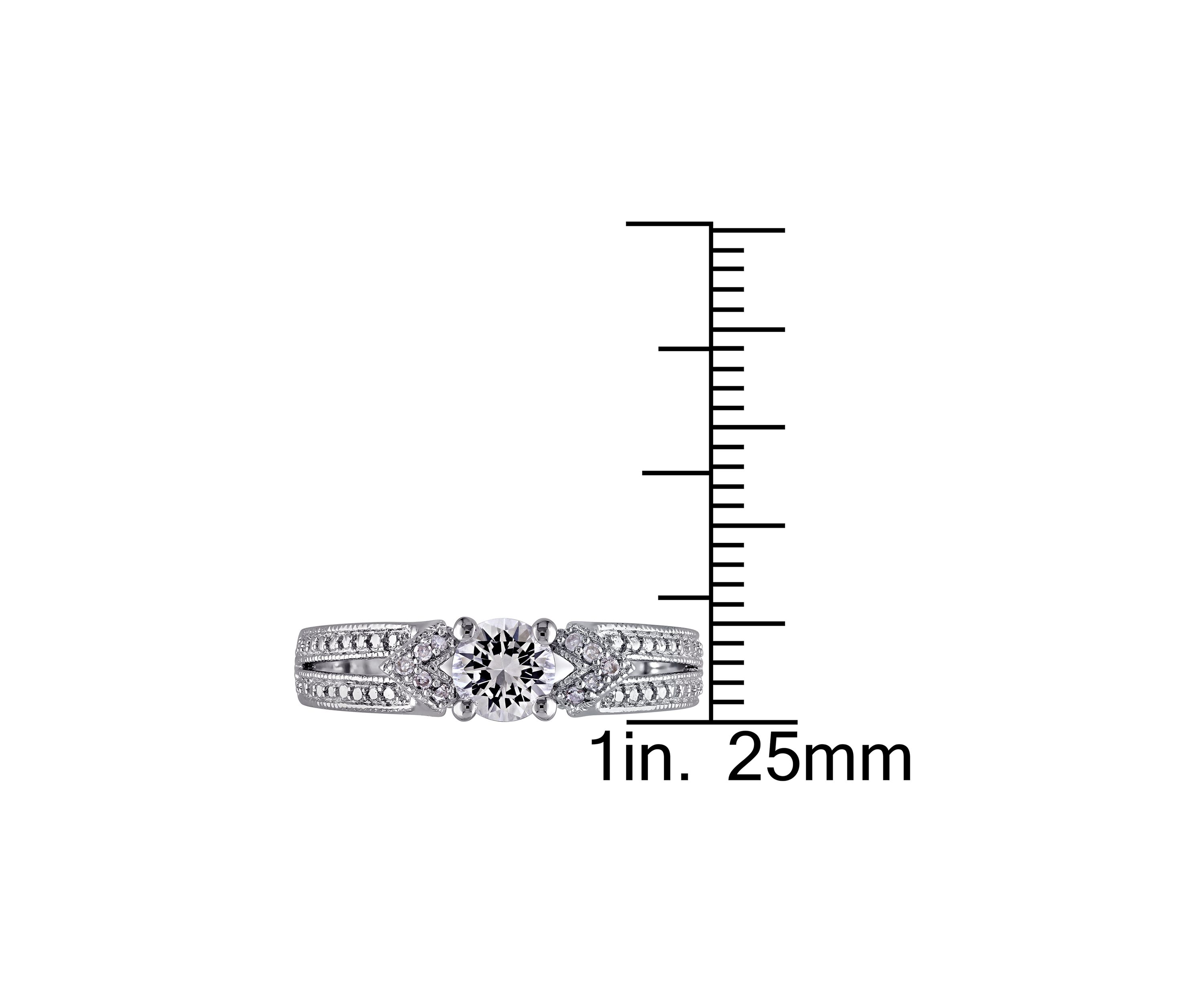 5/8 ct. t.w. Created White Sapphire and Diamond Split Shank Ring in Sterling Silver