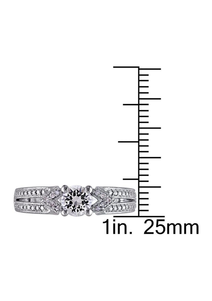 5/8 ct. t.w. Created White Sapphire and Diamond Split Shank Ring in Sterling Silver