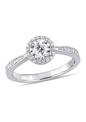 Belk & Co 1/3 Ct. T.w. Diamond Halo Engagement Ring In Sterling Silver