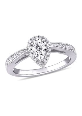 Belk & Co 1/3 Ct. T.w. Diamond Teardrop Halo Engagement Ring In Sterling Silver
