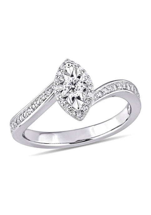 1/4 ct. t.w. Diamond Halo Twist Engagement Ring in Sterling Silver