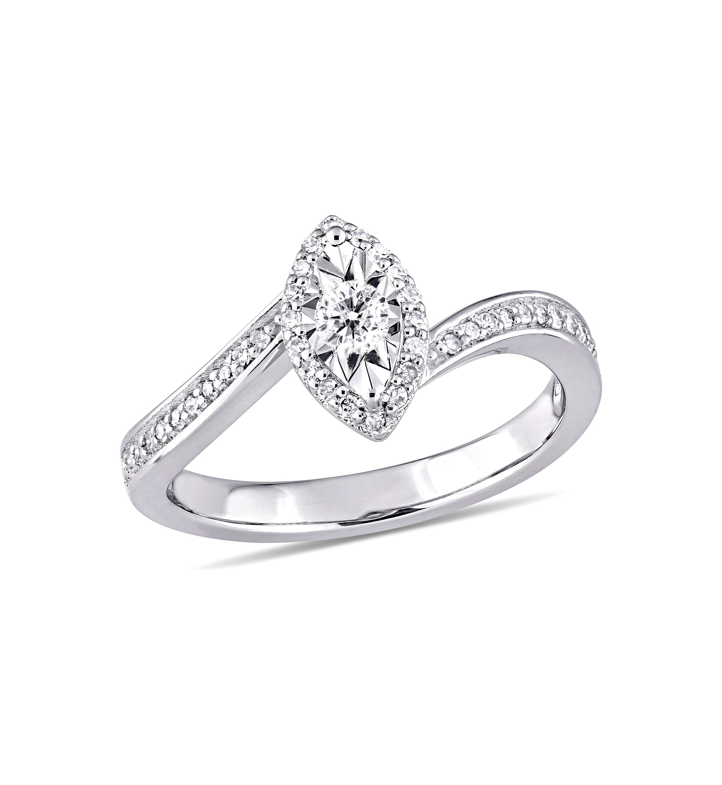 1/4 ct. t.w. Diamond Halo Twist Engagement Ring in Sterling Silver