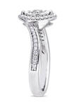 1/4 ct. t.w. Diamond Halo Twist Engagement Ring in Sterling Silver