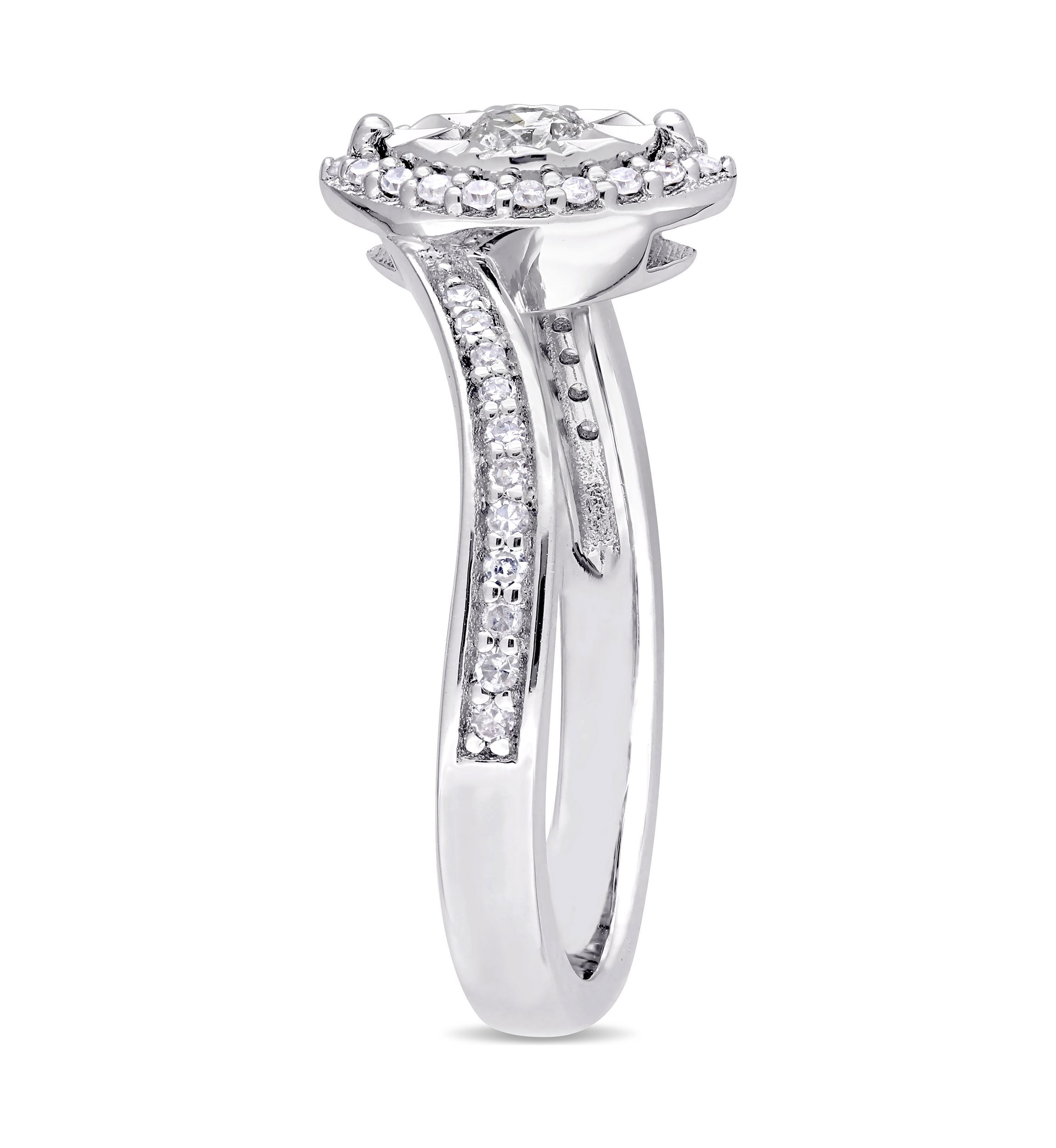 1/4 ct. t.w. Diamond Halo Twist Engagement Ring in Sterling Silver