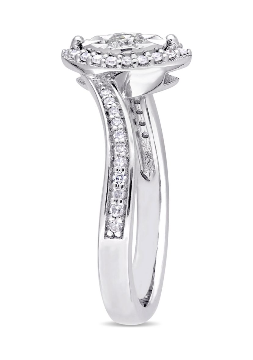 1/4 ct. t.w. Diamond Halo Twist Engagement Ring in Sterling Silver