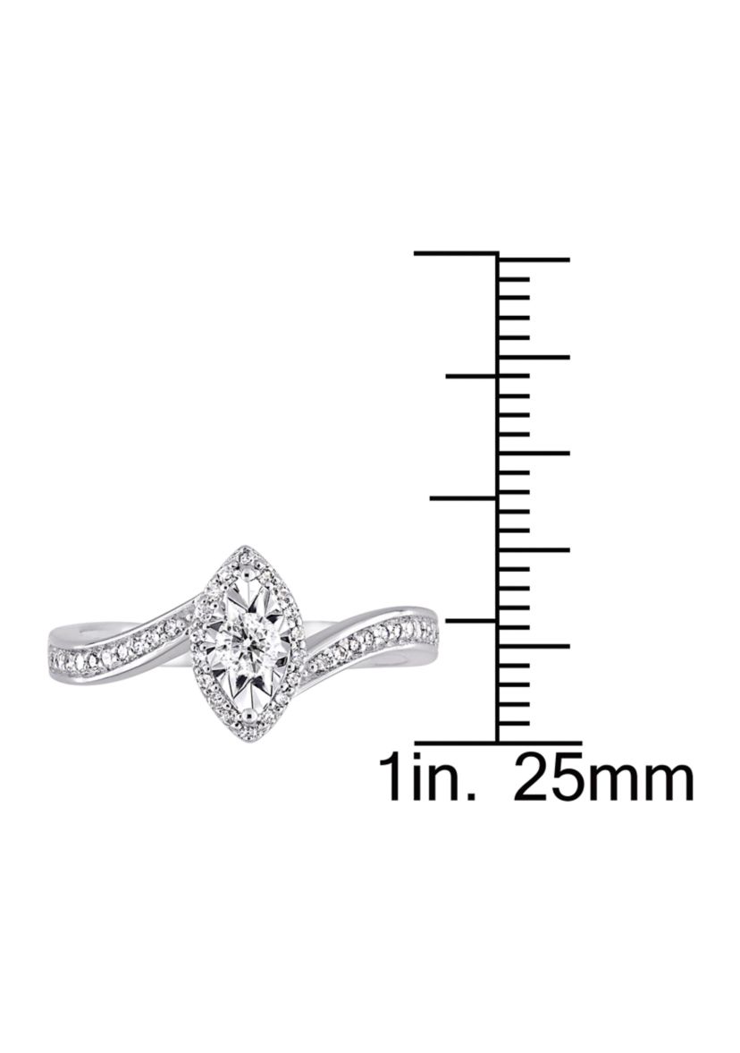 1/4 ct. t.w. Diamond Halo Twist Engagement Ring in Sterling Silver
