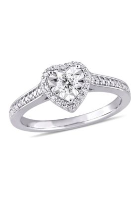 Belk & Co 1/3 Ct. T.w. Diamond Heart Engagement Ring In Sterling Silver