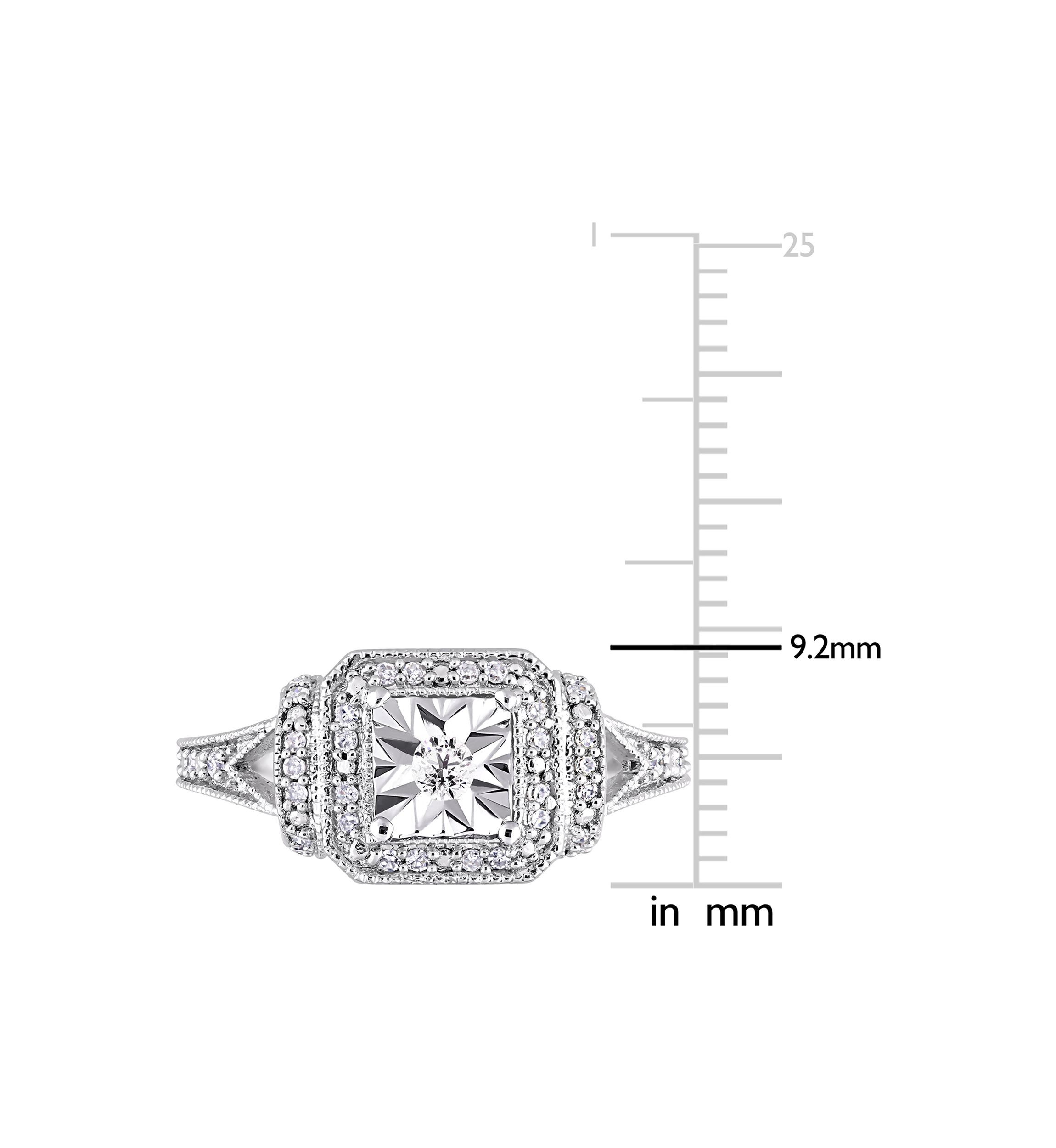 1/5 ct. t.w. Diamond Halo Square Vintage Promise Ring in Sterling Silver