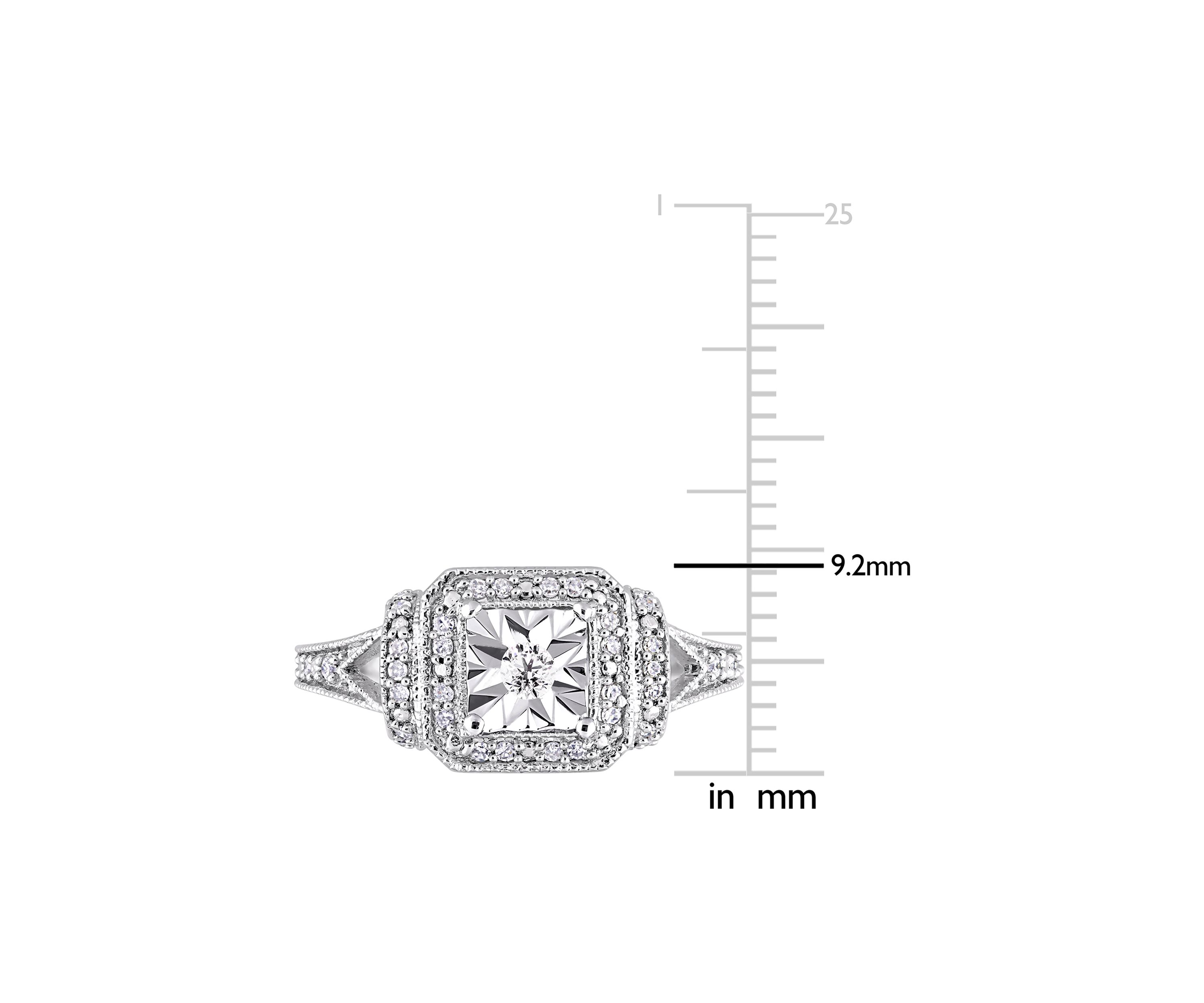 1/5 ct. t.w. Diamond Halo Square Vintage Promise Ring in Sterling Silver