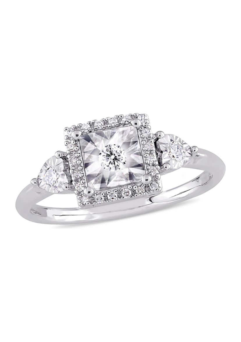 1/6 ct. t.w. Diamond Halo Engagement Ring in Sterling Silver