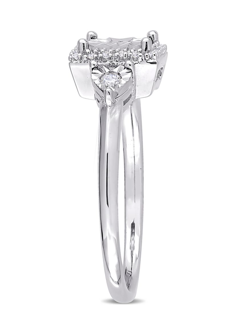 1/6 ct. t.w. Diamond Halo Engagement Ring in Sterling Silver