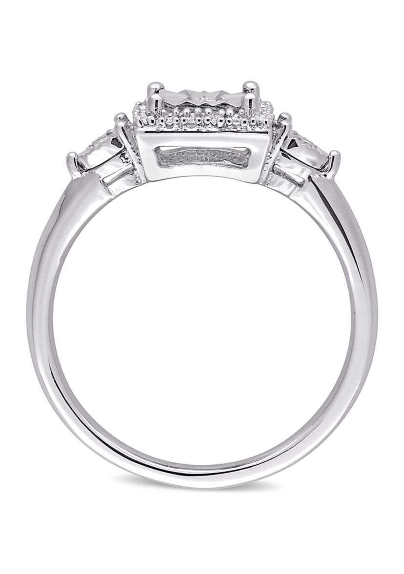 1/6 ct. t.w. Diamond Halo Engagement Ring in Sterling Silver