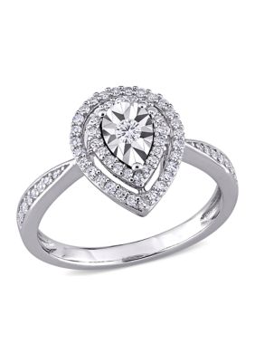 Belk & Co 3/8 Ct. T.w. Diamond Double Halo Teardrop Engagement Ring In Sterling Silver
