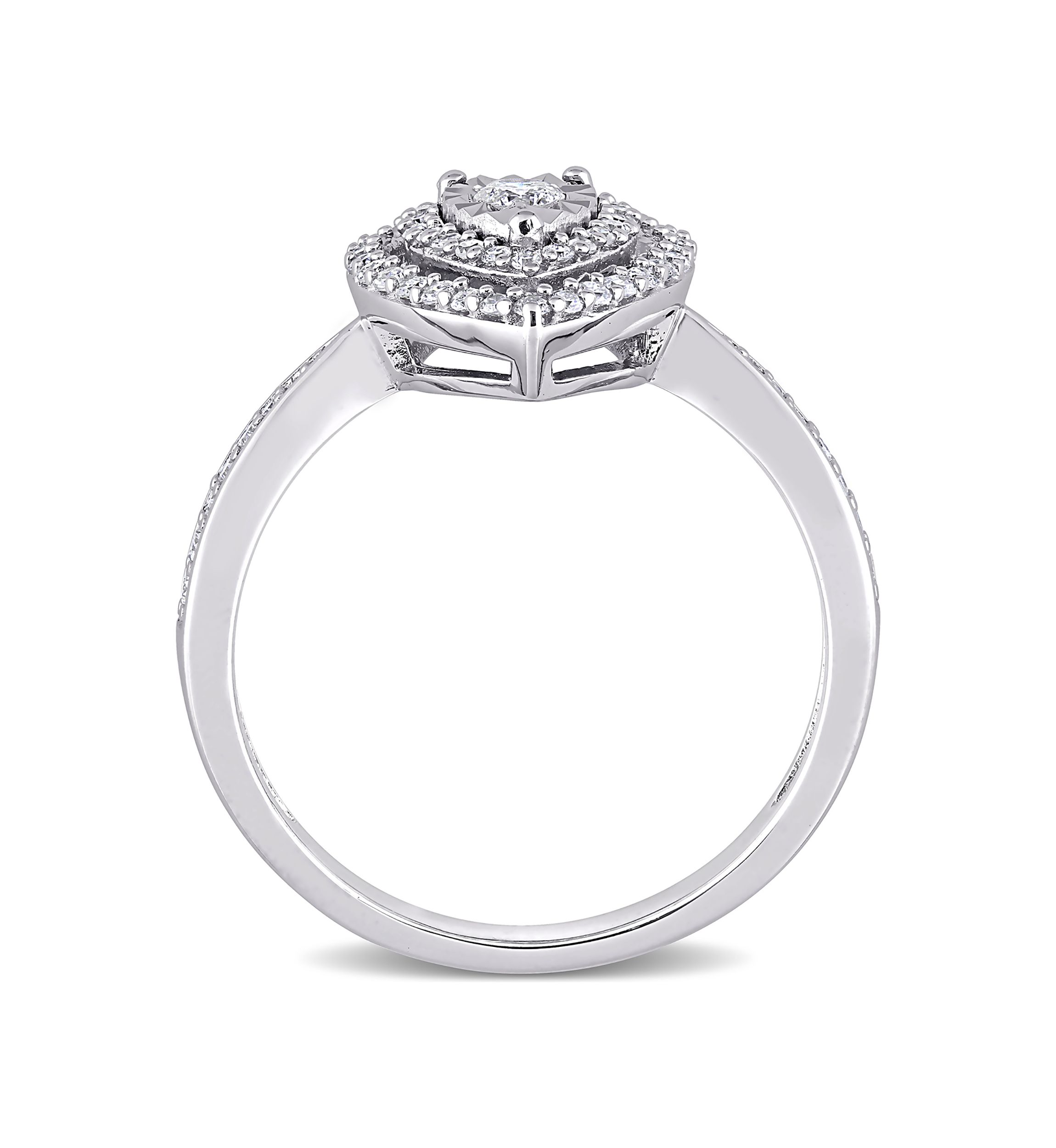 3/8 ct. t.w. Diamond Double Halo Teardrop Engagement Ring in Sterling Silver