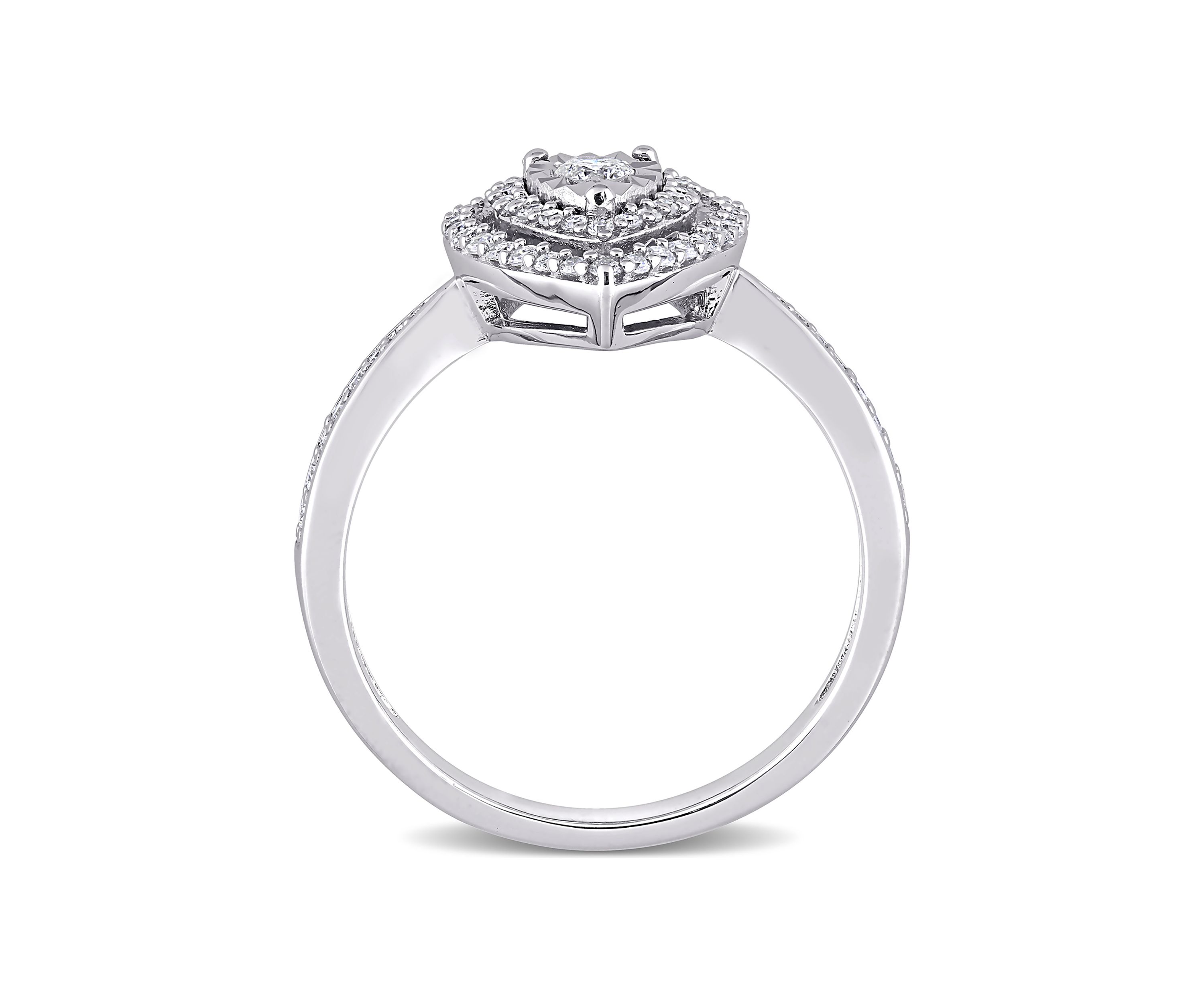 3/8 ct. t.w. Diamond Double Halo Teardrop Engagement Ring in Sterling Silver