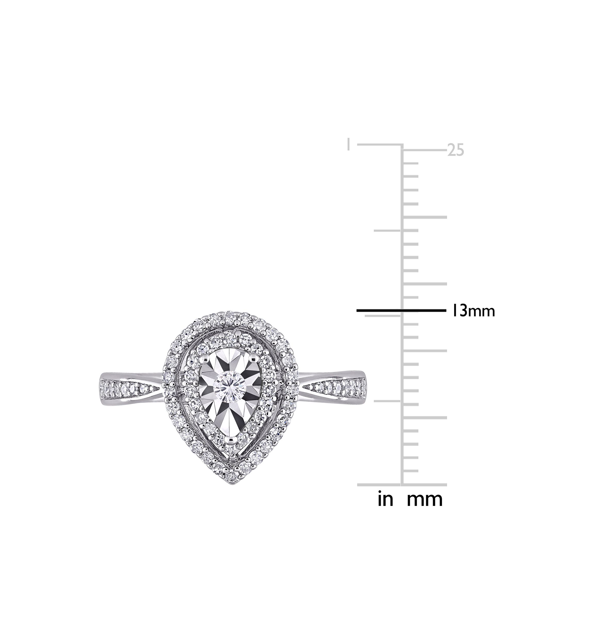 3/8 ct. t.w. Diamond Double Halo Teardrop Engagement Ring in Sterling Silver