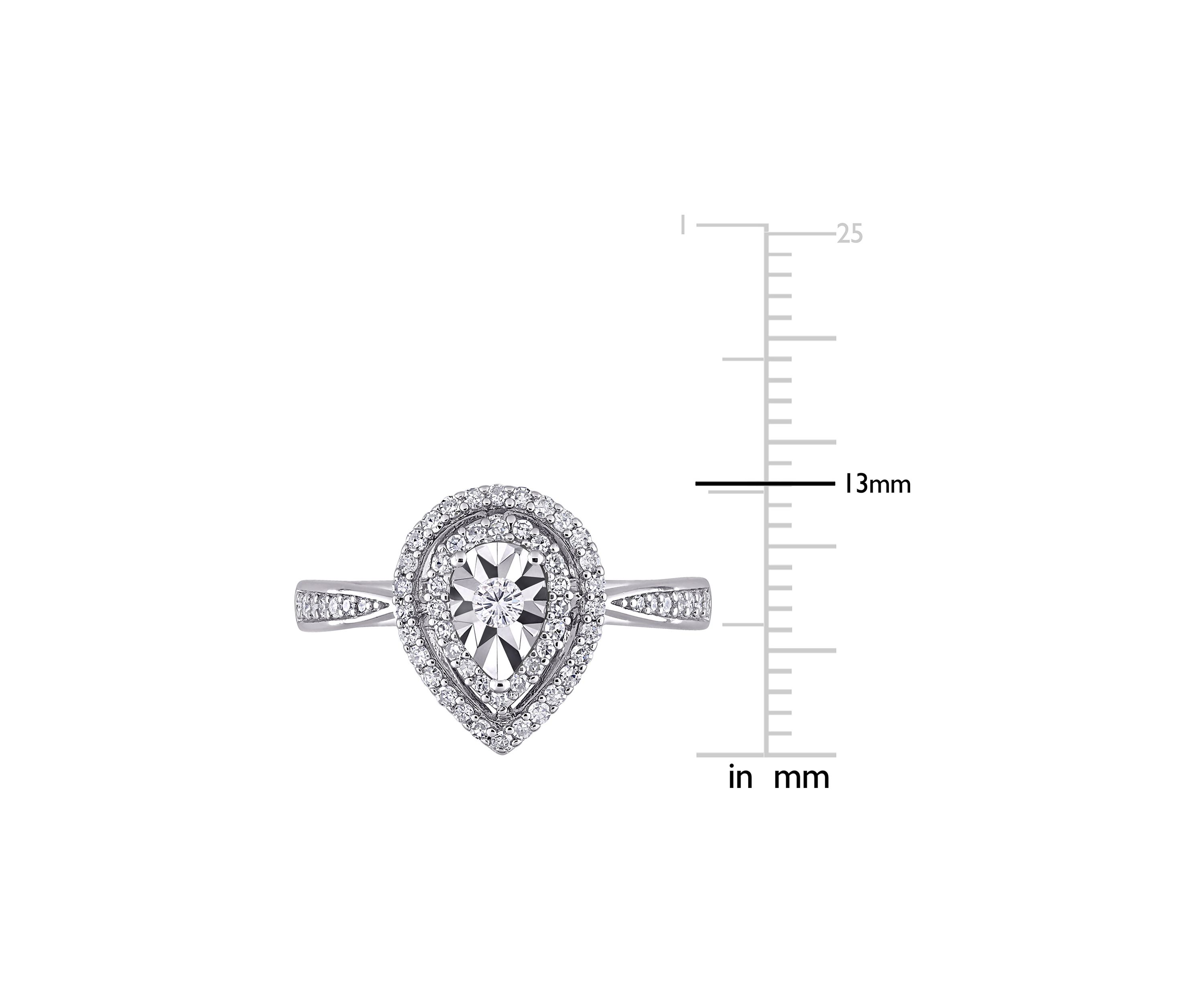 3/8 ct. t.w. Diamond Double Halo Teardrop Engagement Ring in Sterling Silver