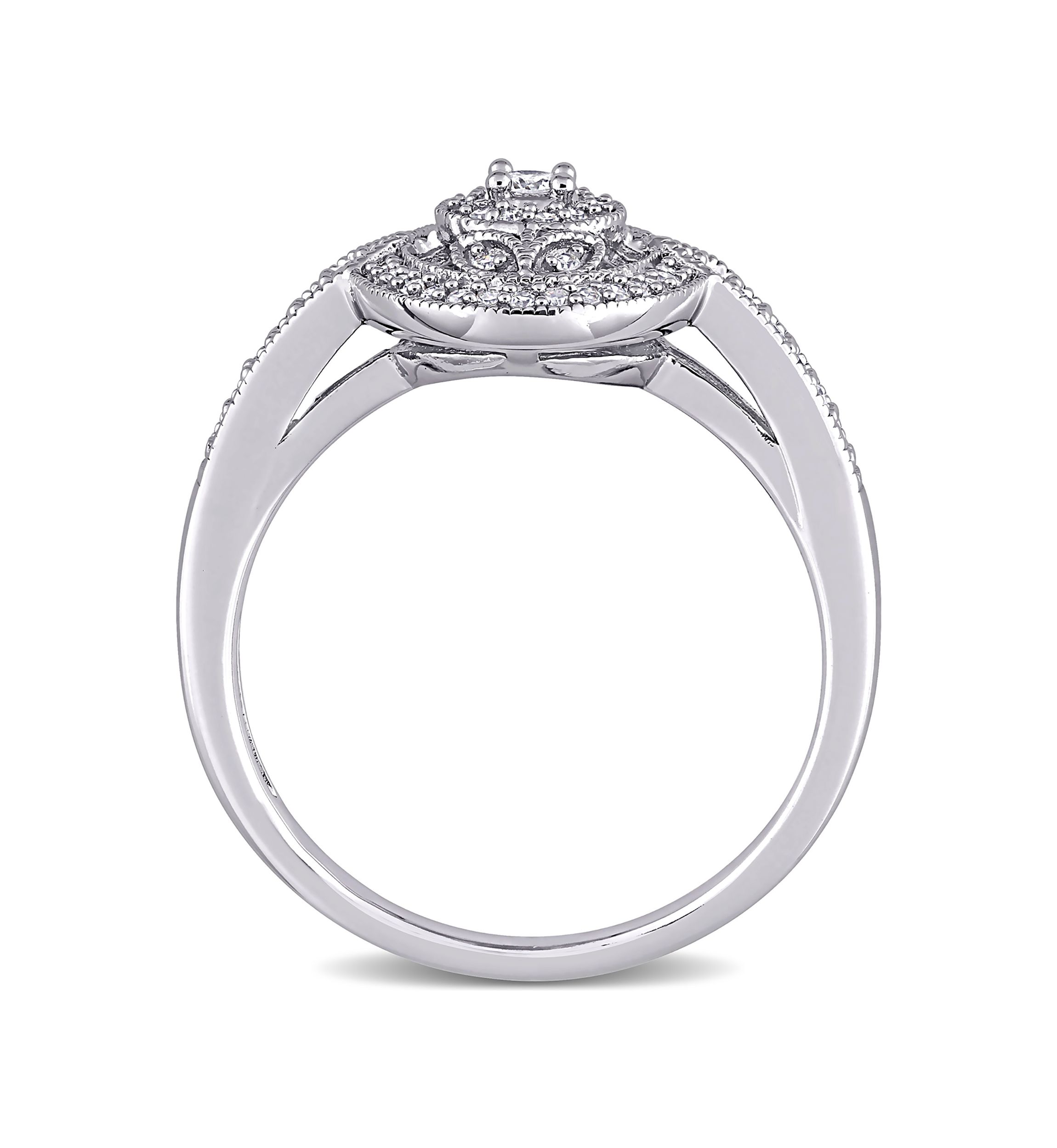 1/4 ct. t.w. Diamond Vintage Oval Halo Engagement Ring in Sterling Silver