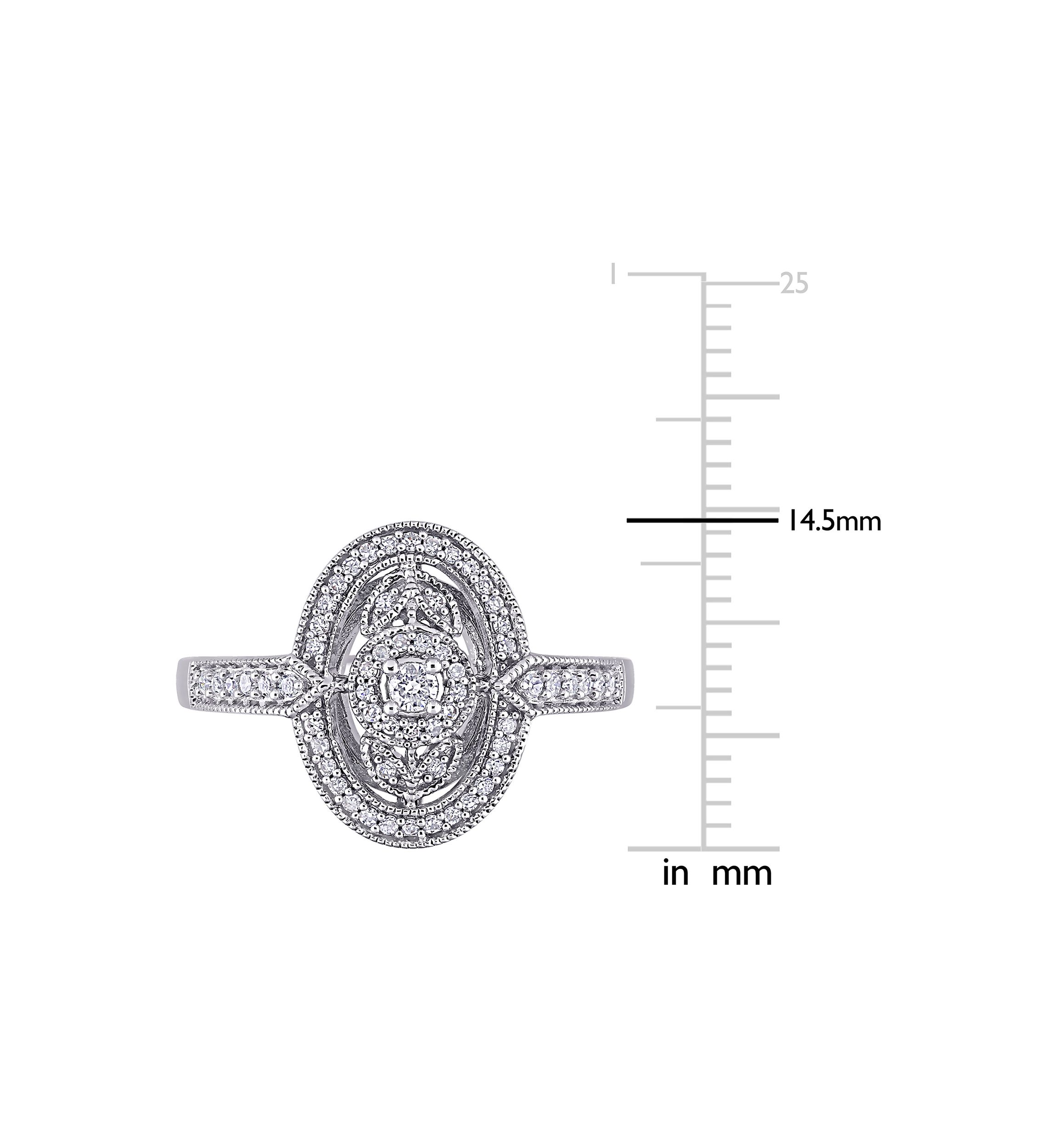 1/4 ct. t.w. Diamond Vintage Oval Halo Engagement Ring in Sterling Silver