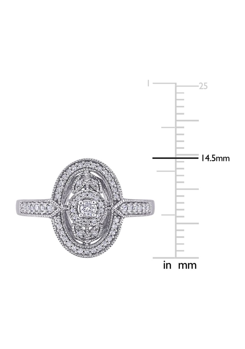 1/4 ct. t.w. Diamond Vintage Oval Halo Engagement Ring in Sterling Silver
