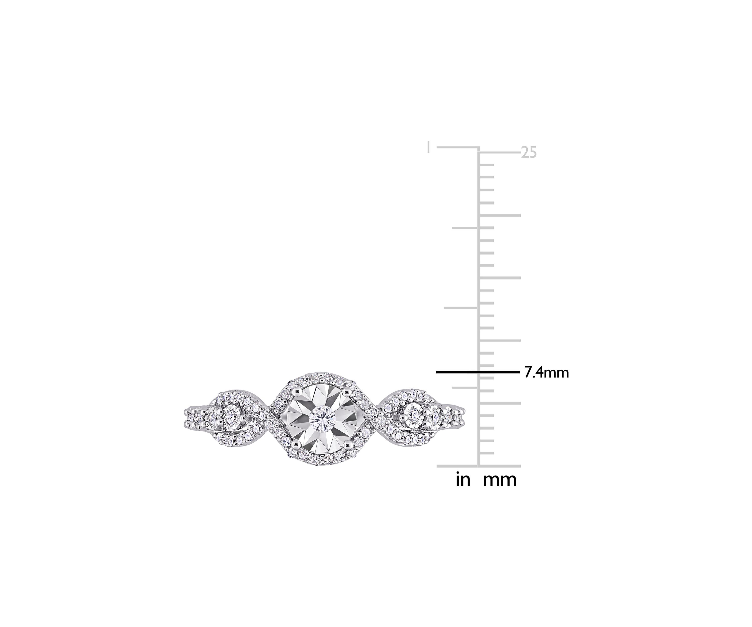 1/4 ct. t.w. Diamond Swirl Halo Engagement Ring in Sterling Silver