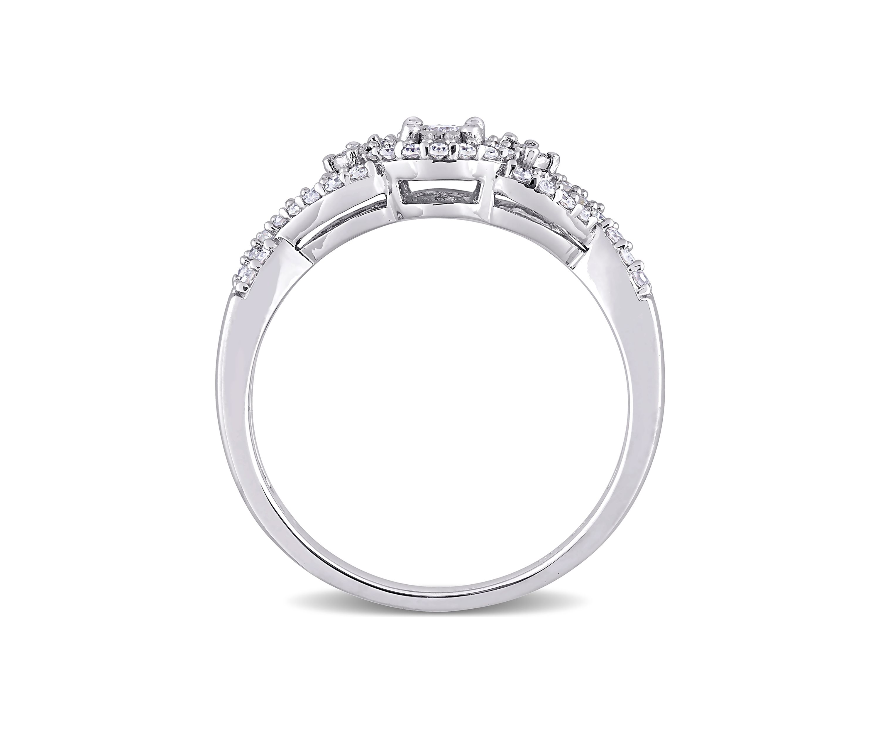 1/4 ct. t.w. Diamond Swirl Halo Engagement Ring in Sterling Silver