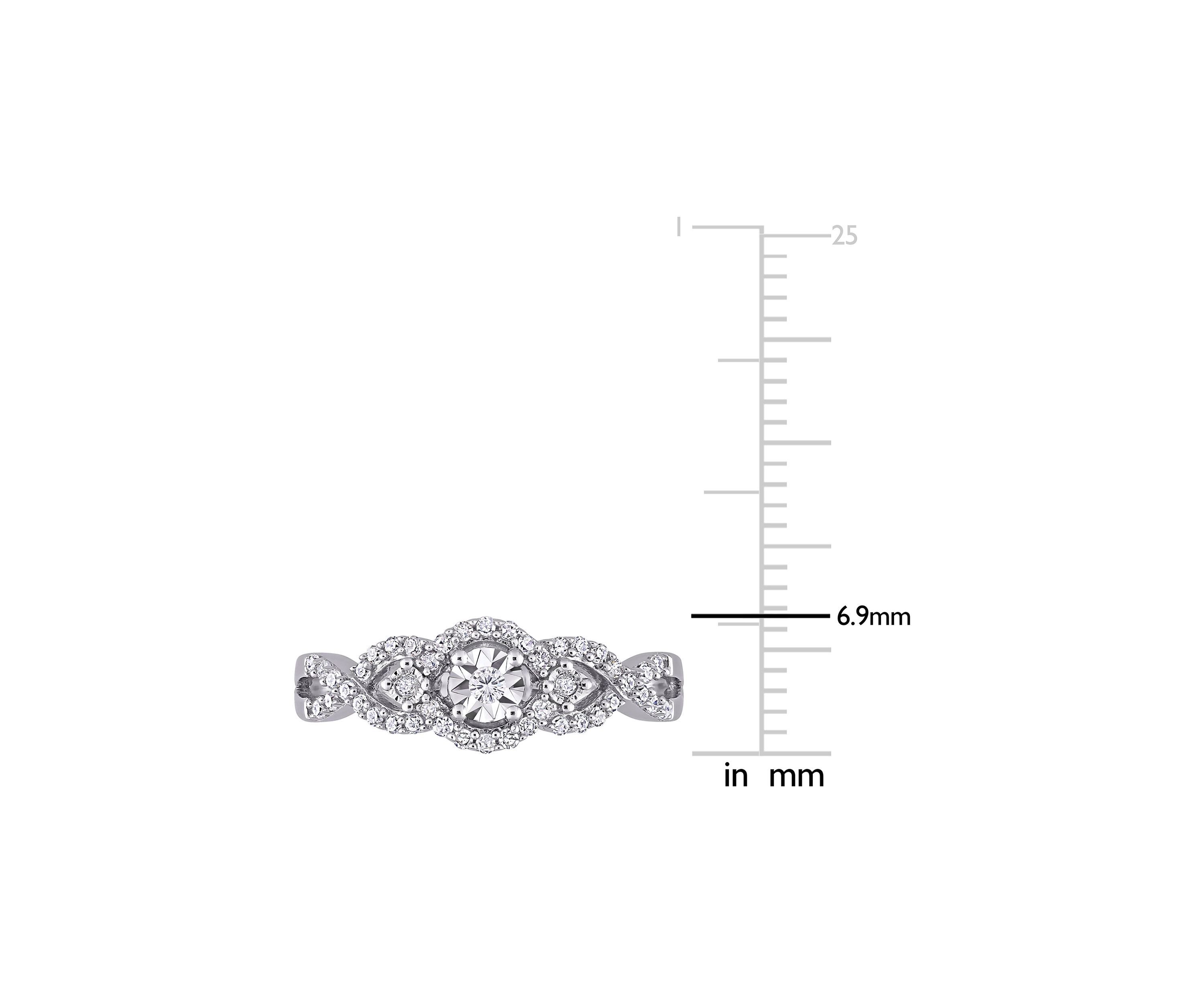 1/4 ct. t.w. Diamond Swirl Halo Engagement Ring in Sterling Silver