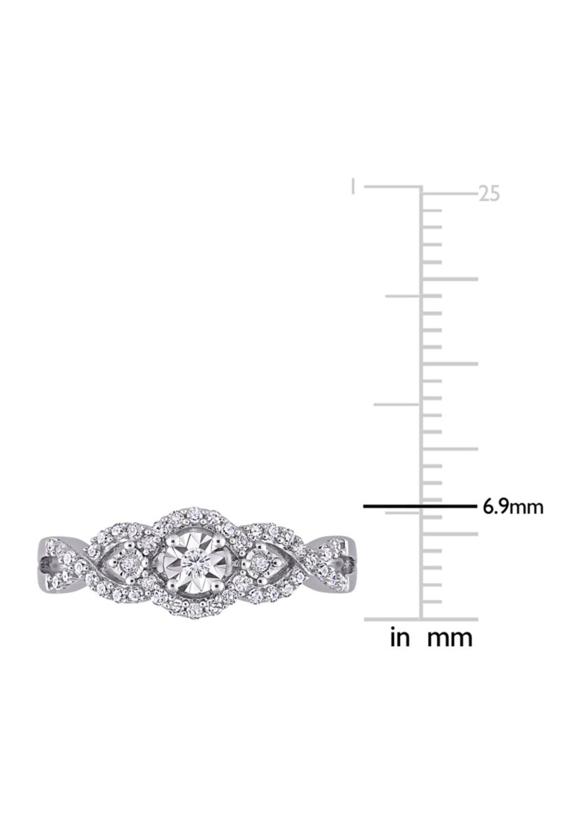 1/4 ct. t.w. Diamond Swirl Halo Engagement Ring in Sterling Silver