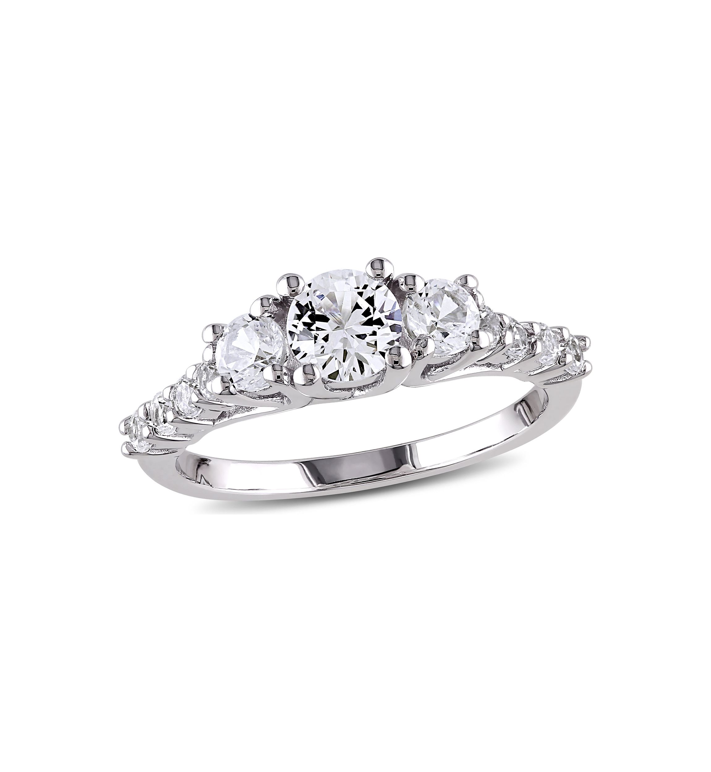 1.37 ct. t.w. Created White Sapphire 3-Stone Engagement Ring in Sterling Silver