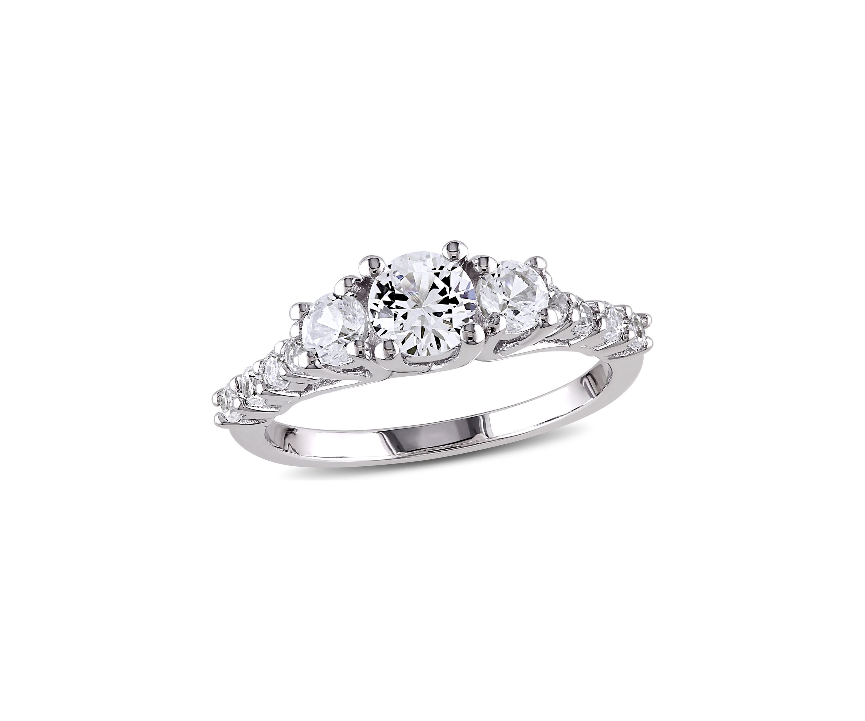 1.37 ct. t.w. Created White Sapphire 3-Stone Engagement Ring in Sterling Silver