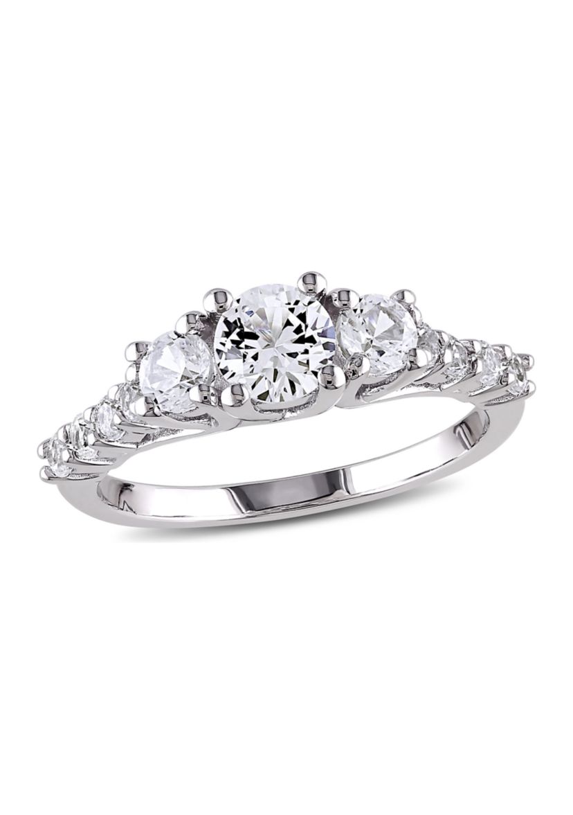 1.37 ct. t.w. Created White Sapphire 3-Stone Engagement Ring in Sterling Silver