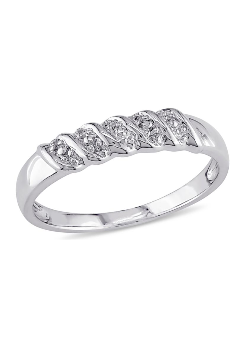 Diamond Illusion Wedding Band in Sterling Silver
