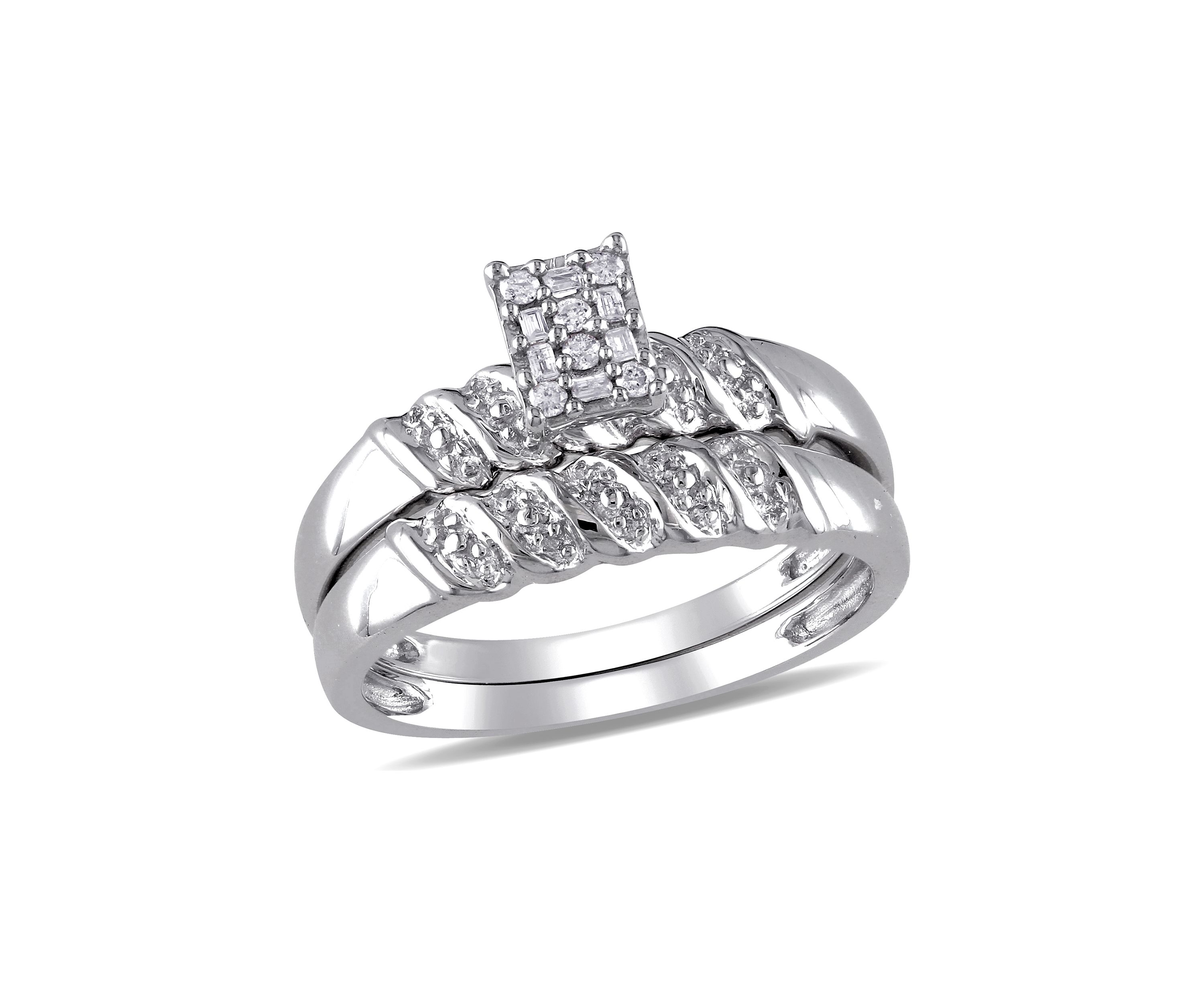 1/10 ct. t.w. Diamond Bridal Set in Sterling Silver
