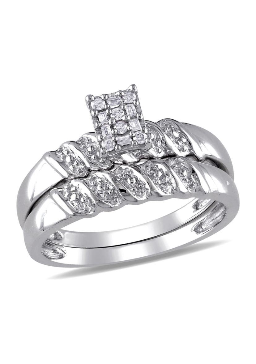 1/10 ct. t.w. Diamond Bridal Set in Sterling Silver