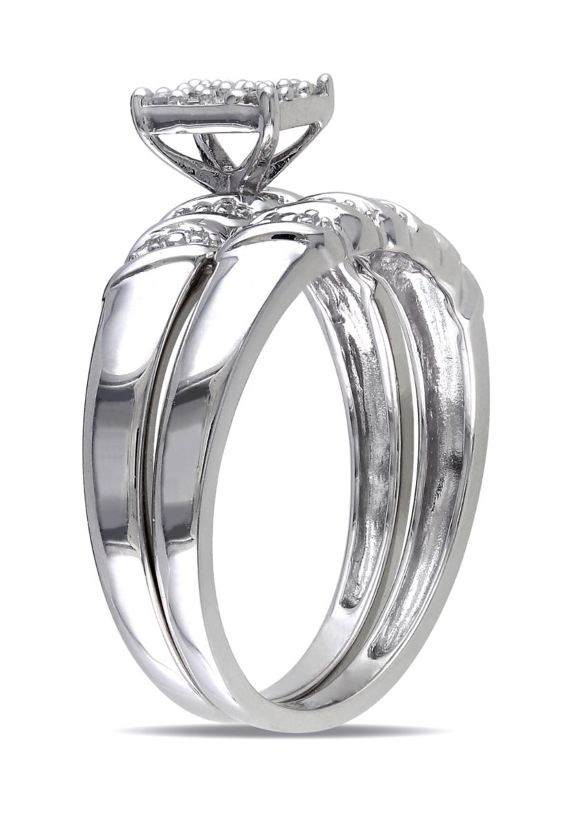 1/10 ct. t.w. Diamond Bridal Set in Sterling Silver