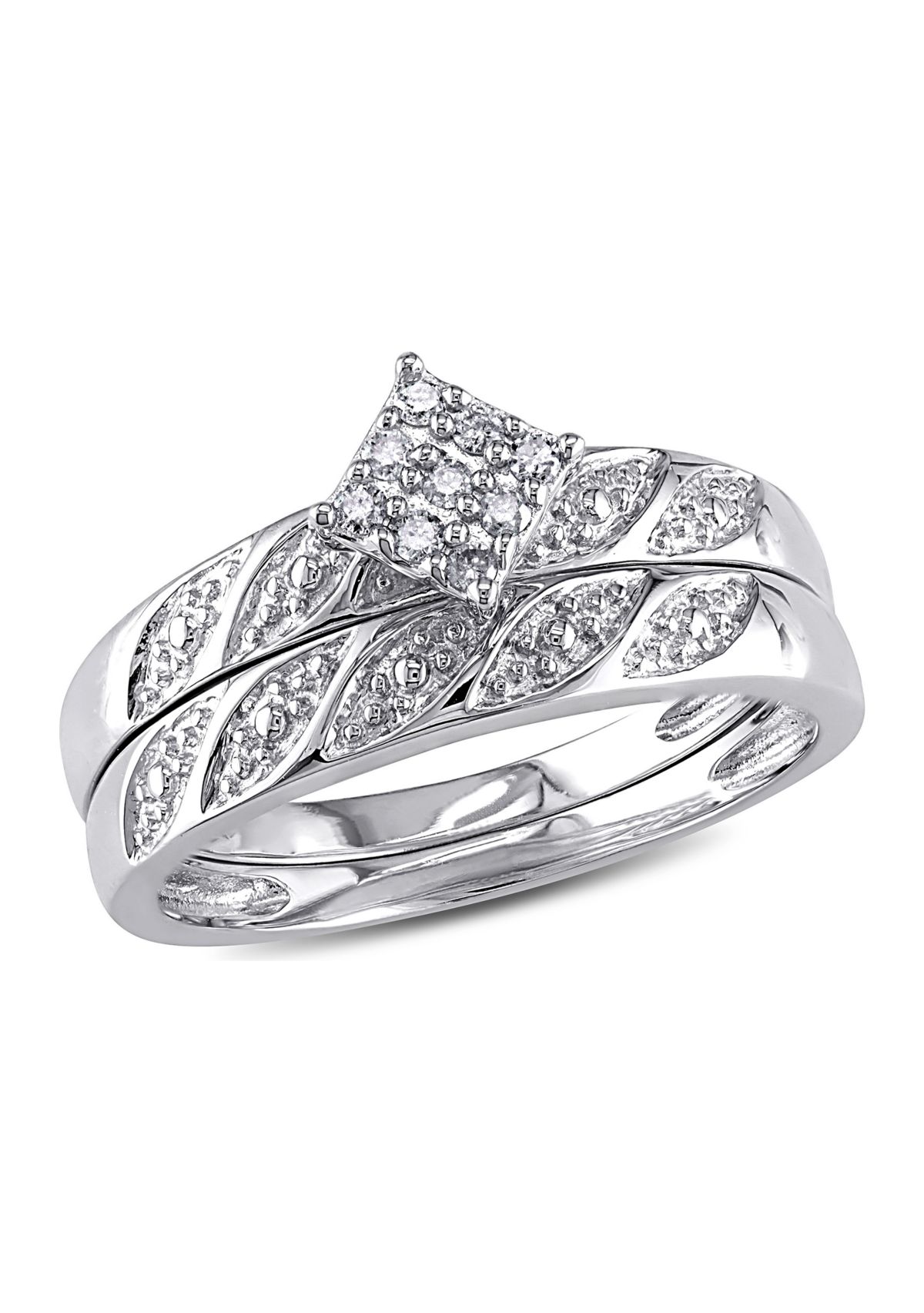 1/10 ct. t.w. Diamond Bridal Set in Sterling Silver