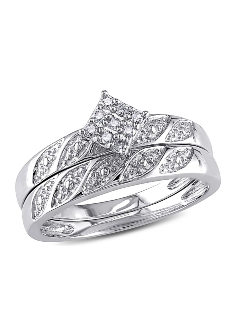 1/10 ct. t.w. Diamond Bridal Set in Sterling Silver