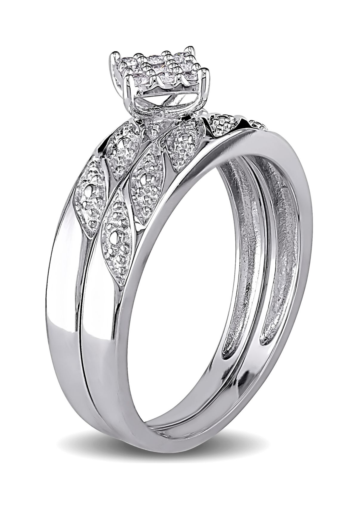 1/10 ct. t.w. Diamond Bridal Set in Sterling Silver