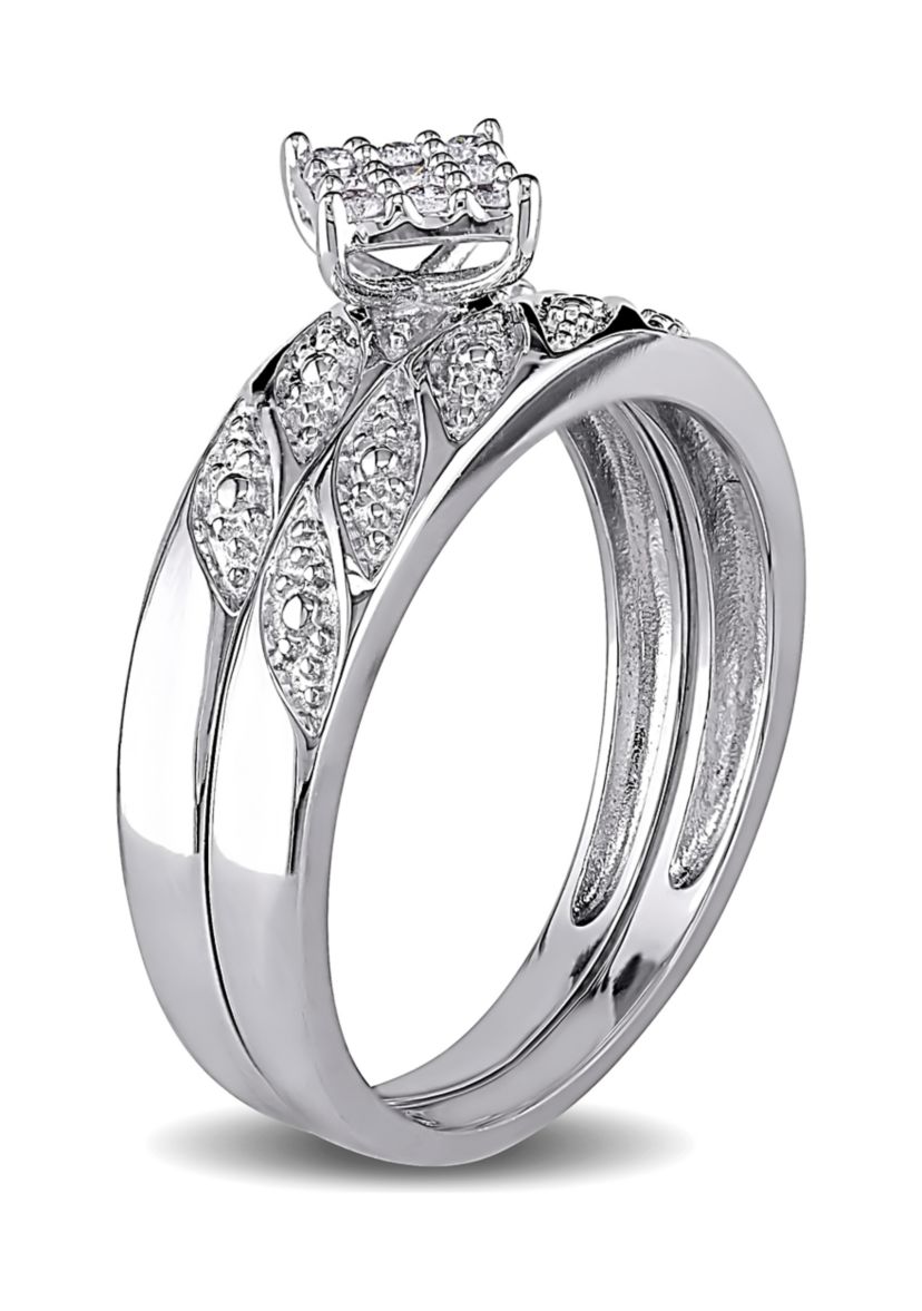 1/10 ct. t.w. Diamond Bridal Set in Sterling Silver