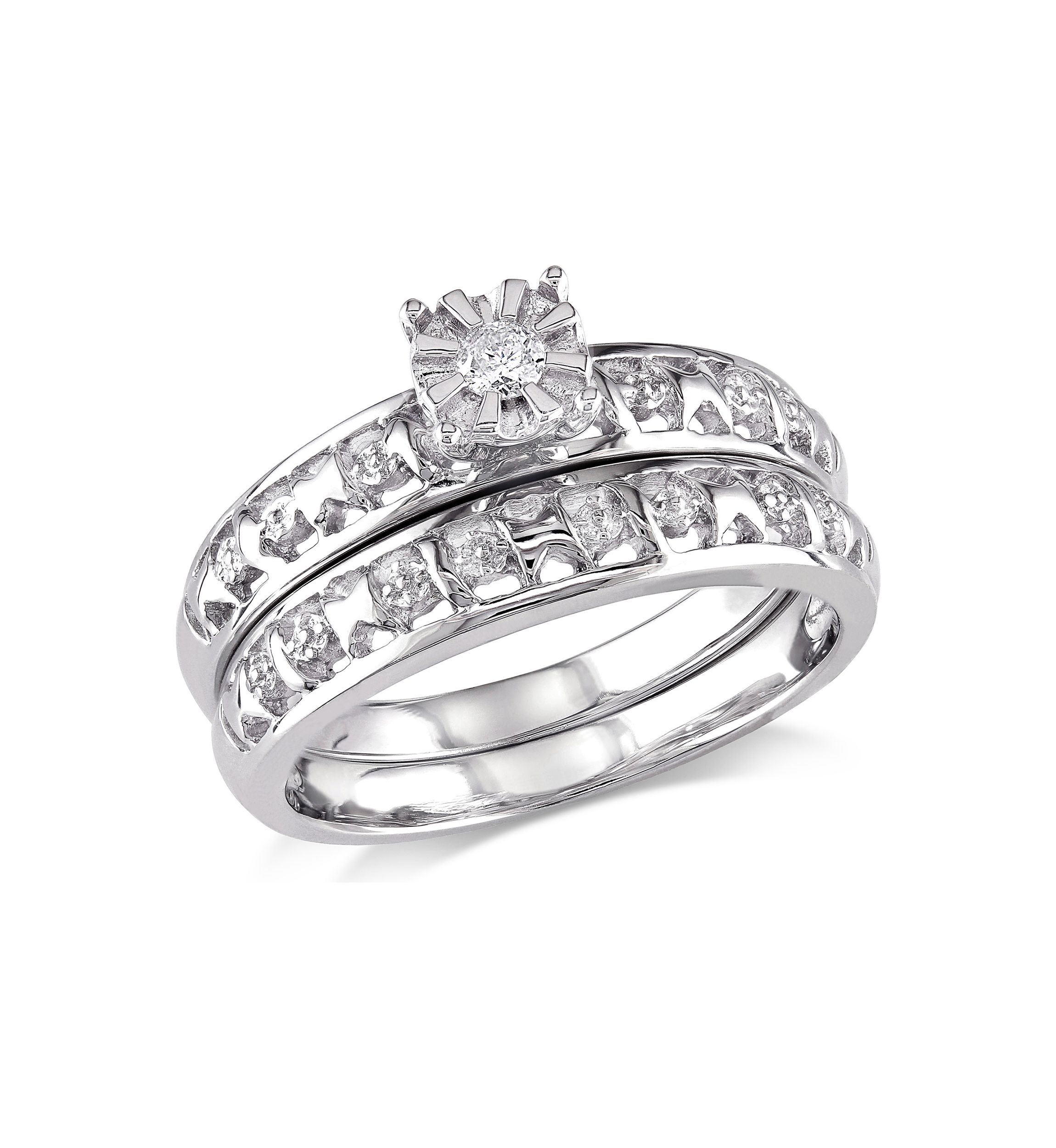 Diamond Accent Bridal Set in Sterling Silver