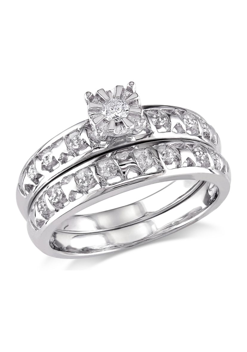 Diamond Accent Bridal Set in Sterling Silver