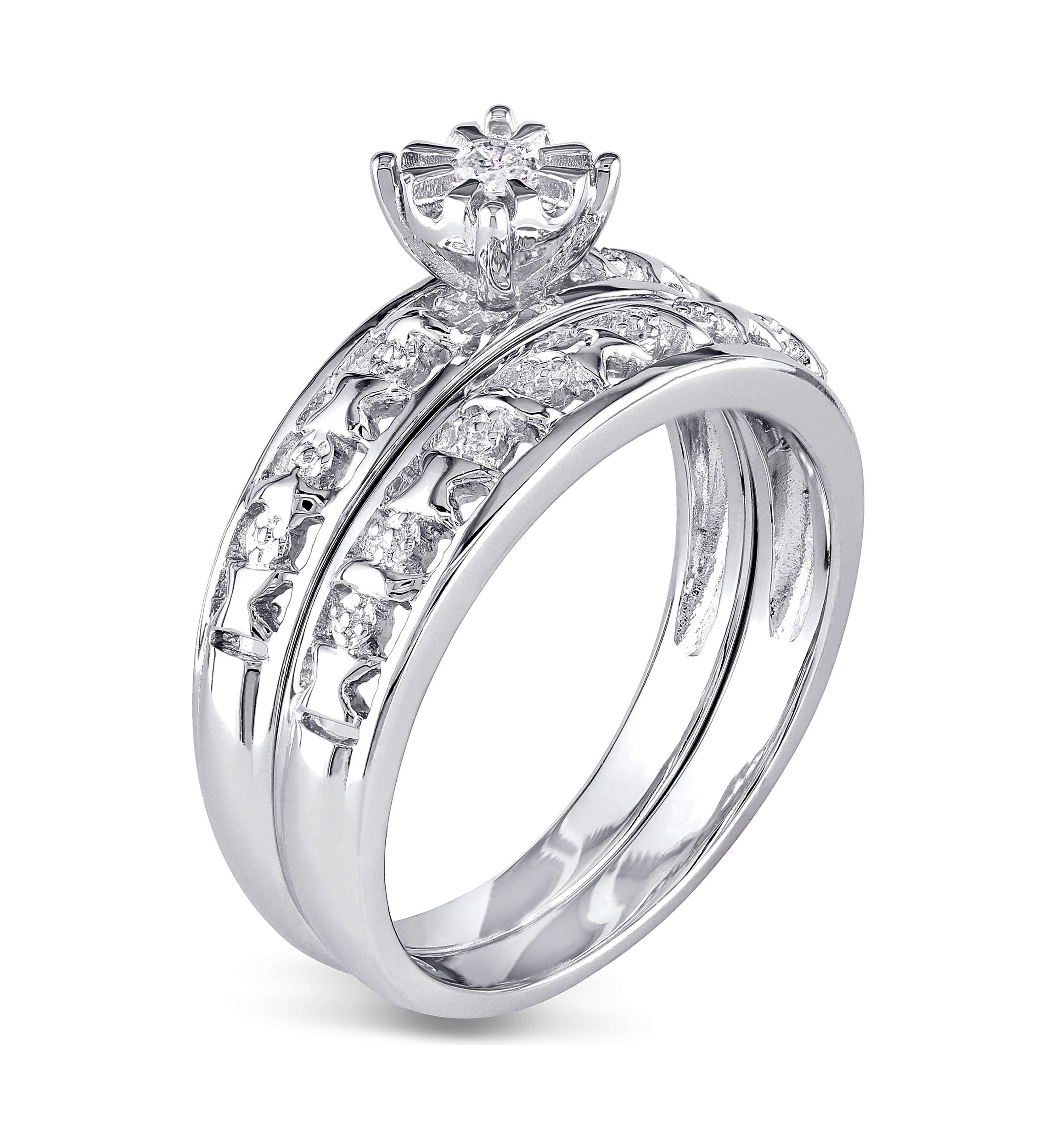 Diamond Accent Bridal Set in Sterling Silver