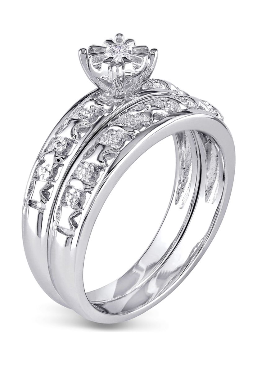 Diamond Accent Bridal Set in Sterling Silver