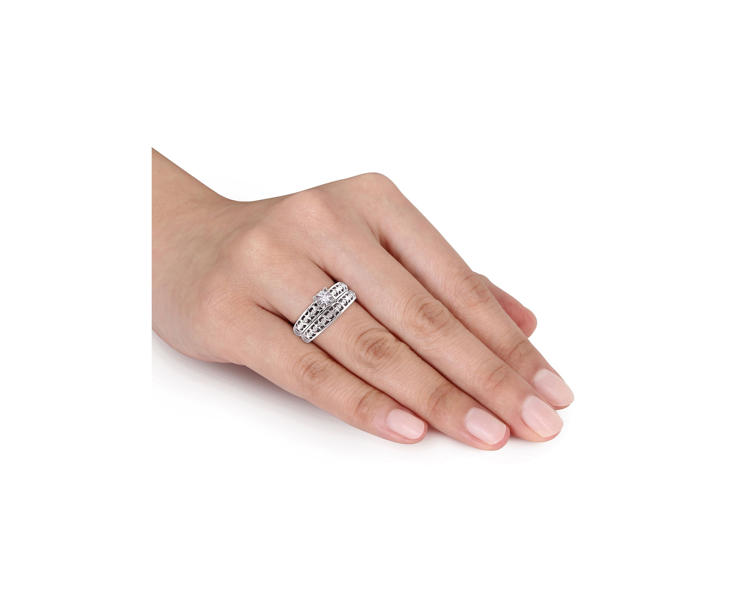 Diamond Accent Bridal Set in Sterling Silver