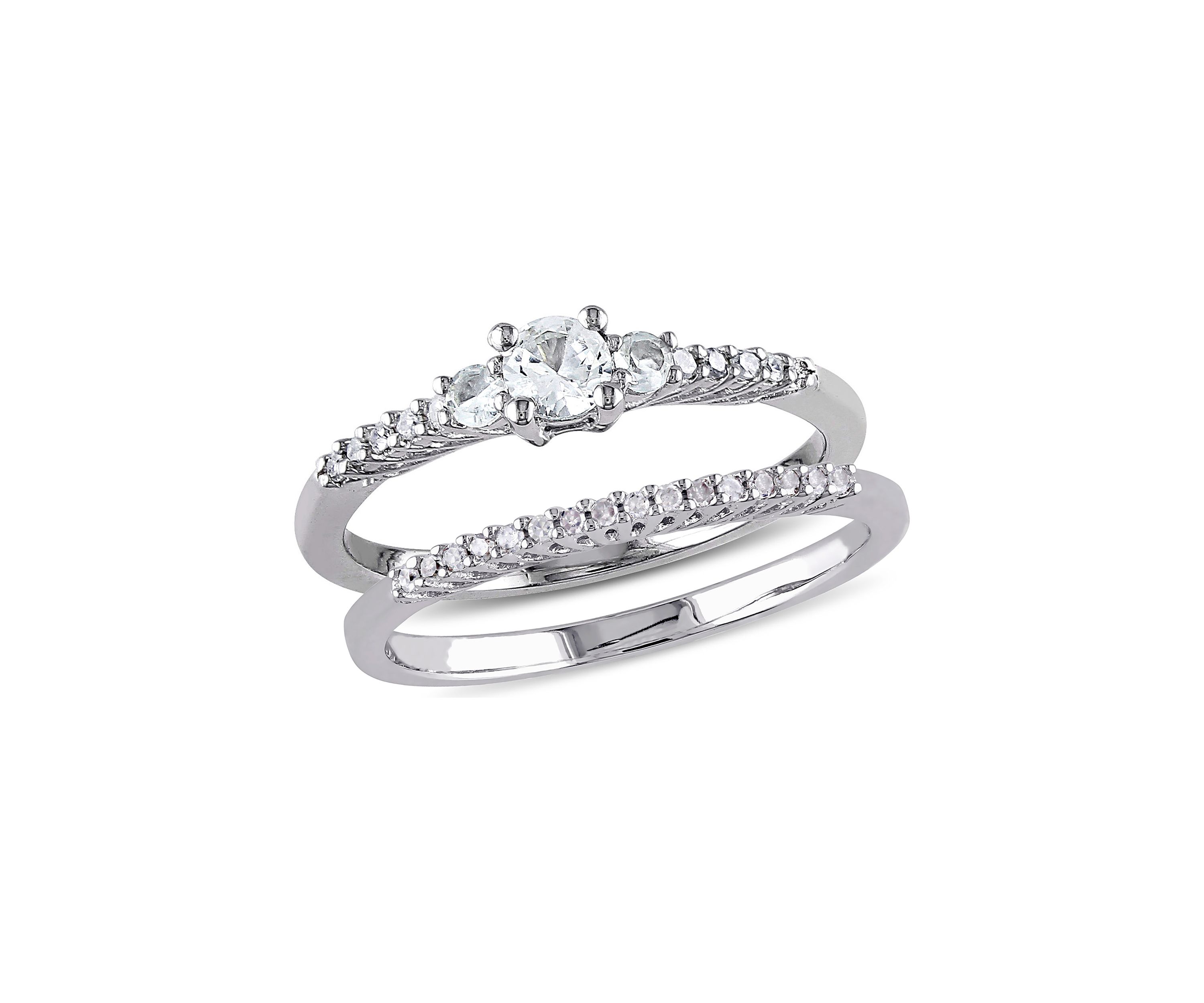 1/3 ct. t.w. Created White Sapphire and 1/10 ct. t.w. Diamond Ring in Sterling Silver