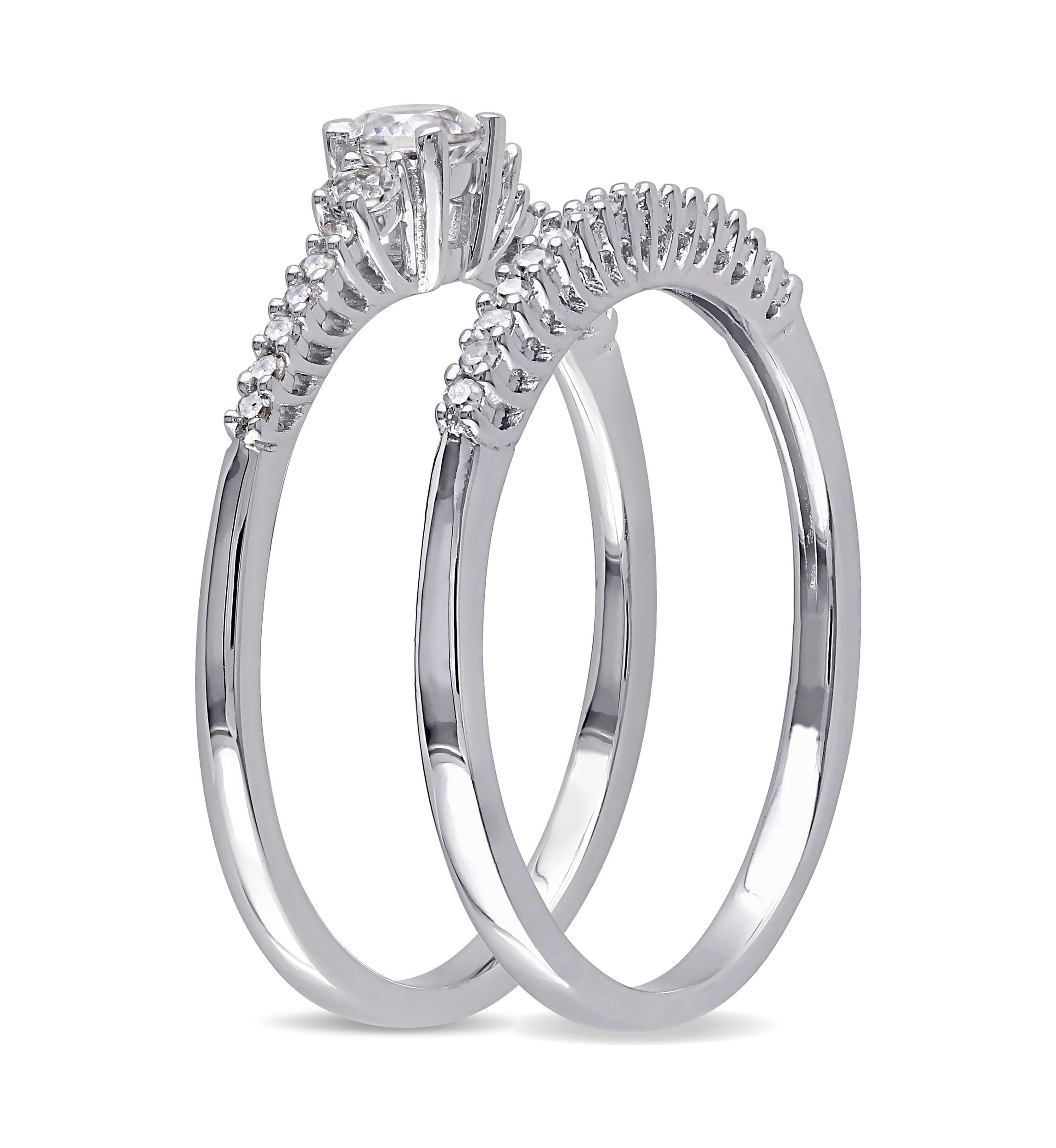 1/3 ct. t.w. Created White Sapphire and 1/10 ct. t.w. Diamond Ring in Sterling Silver