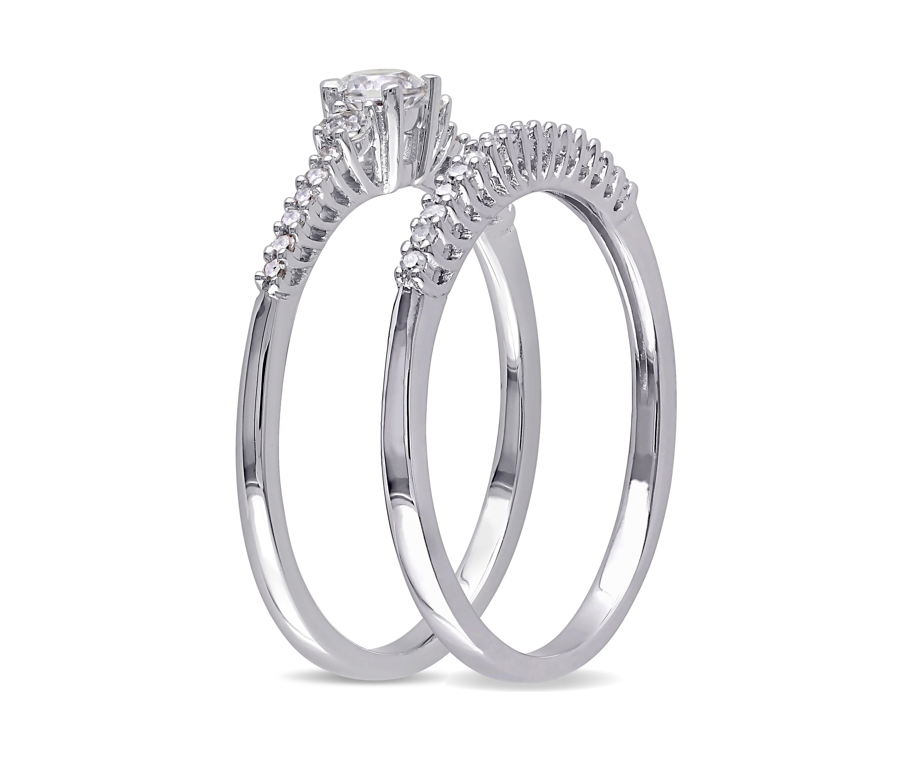 1/3 ct. t.w. Created White Sapphire and 1/10 ct. t.w. Diamond Ring in Sterling Silver