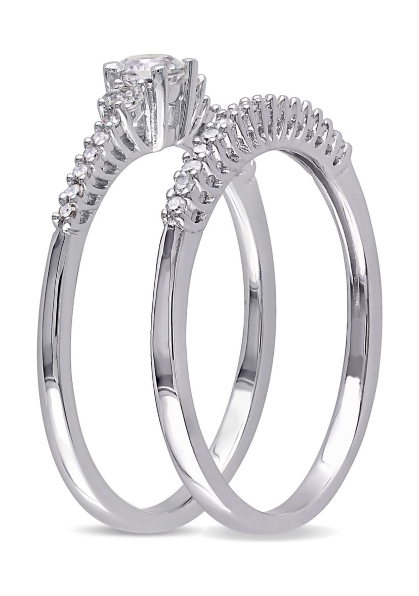 1/3 ct. t.w. Created White Sapphire and 1/10 ct. t.w. Diamond Ring in Sterling Silver